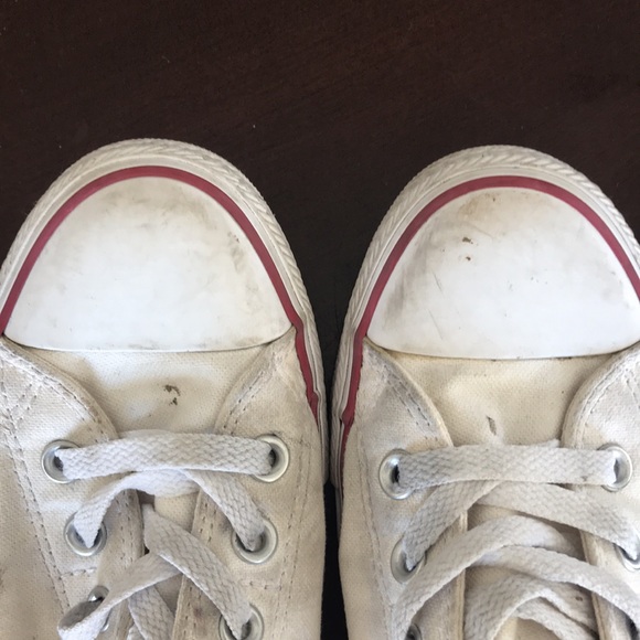 BARELY WORN! LIKE NEW! SALE CHEAP Converse all-stars white canvas sneakers. Sz 9 - Picture 4 of 8
